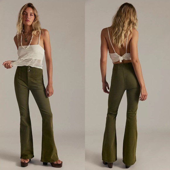 Free People Denim - Free People We The Free Jayde Flare Jeans in Green Women's 26